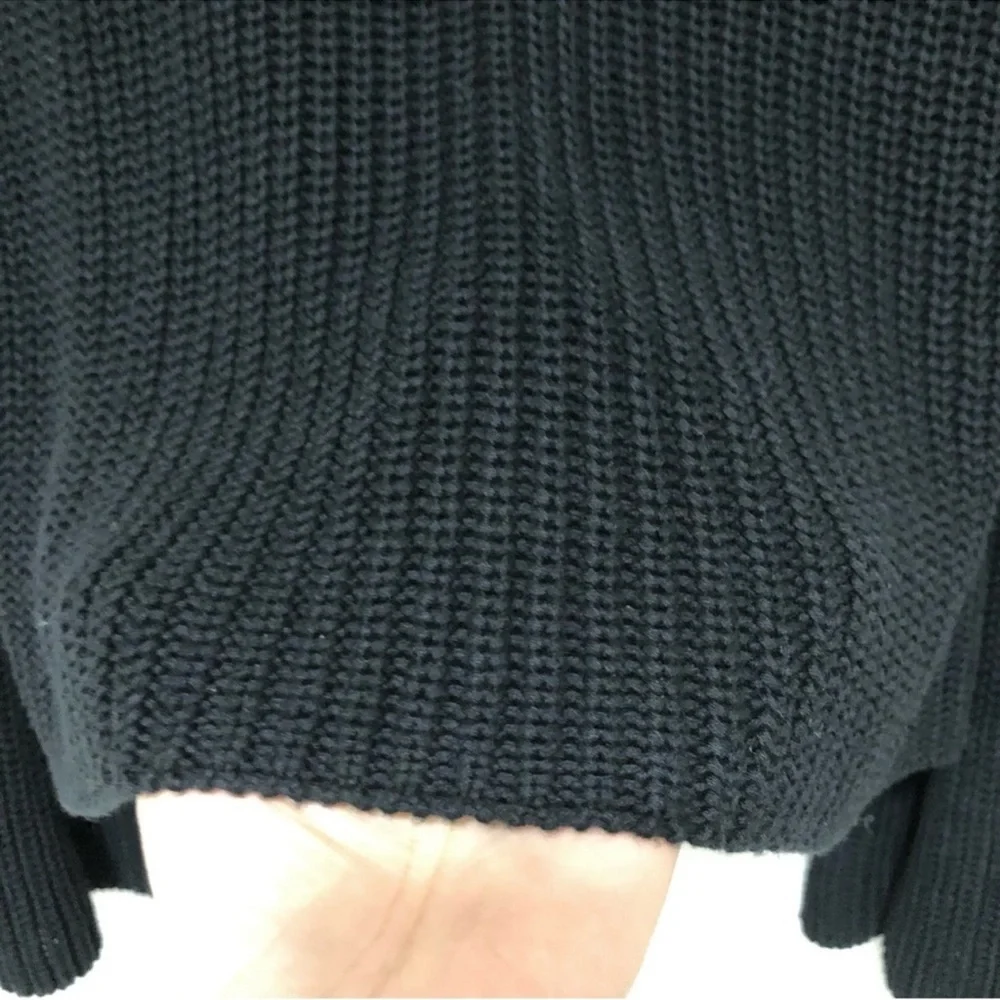 Free People Damsel‎ Flare Sleeve Cable Knit Black Pullover Sweater S